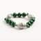 John Bead Malachite Natural Stone Stretch Bracelet with Flower Beads